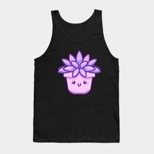 Cute Lilac Succulent in a Pot | Kawaii Cacti Houseplant | Design for Kawaii Lovers Tank Top